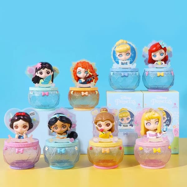 MINISO Disney Prinsesse Blindboks, 2,5 Tommer Drømmende Blomsterserie Prinsesse Figurer Legetøj til Piger, Sød Tegneserie Disney Smykkeskrin