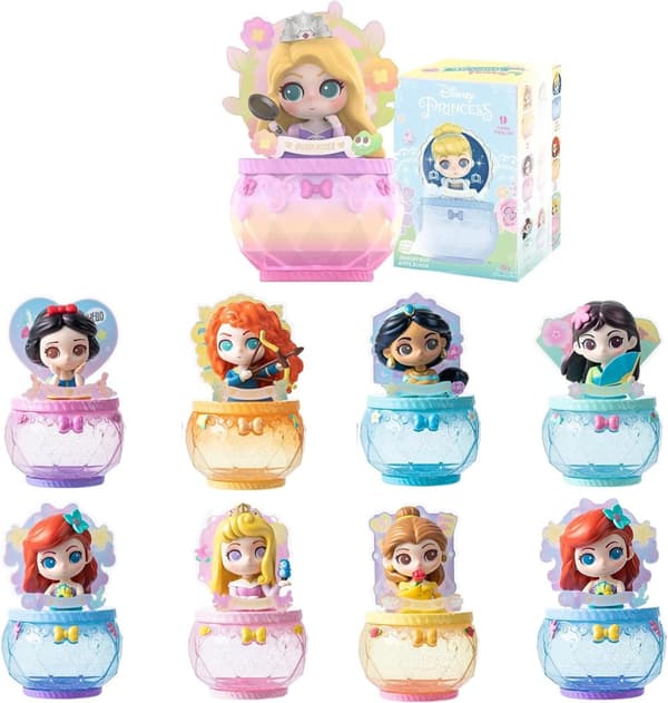 MINISO Disney Prinsesse Blindboks, 2,5 Tommer Drømmende Blomsterserie Prinsesse Figurer Legetøj til Piger, Sød Tegneserie Disney Smykkeskrin