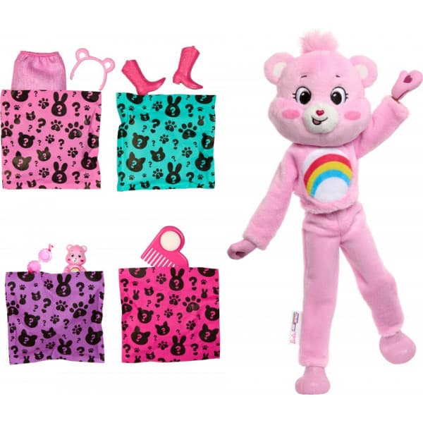Barbie Cutie Reveal Care Bears muotinukke, vaaleanpunainen