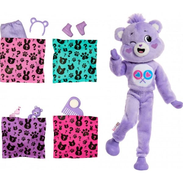 Barbie Cutie Reveal Care Bears docka, lila