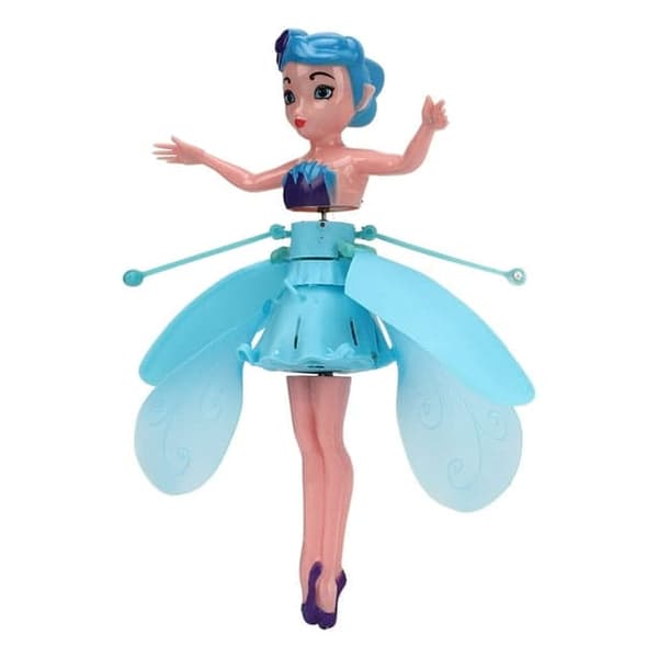 Flying Fairy Princess Doll Ljusande gestavkänning USB Uppladdningsbar Sky Dancers Flygande dockor för flickor Blå