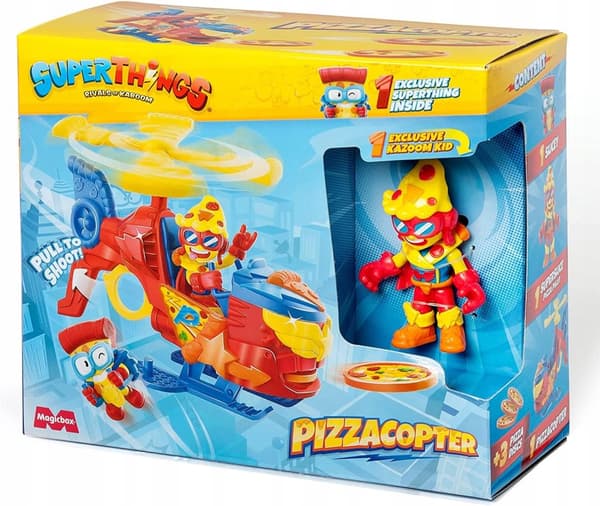 SUPERTHINGS Pizzacopter Helikopter med Pizza Disc Launcher Super Zings