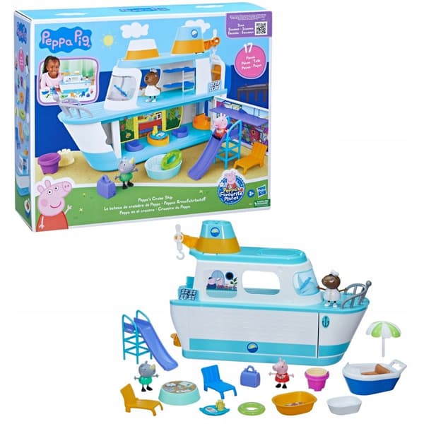 PEPPA GRIS Passagerarfartyg + 3 figurer F6284 Kryssningsfartyg