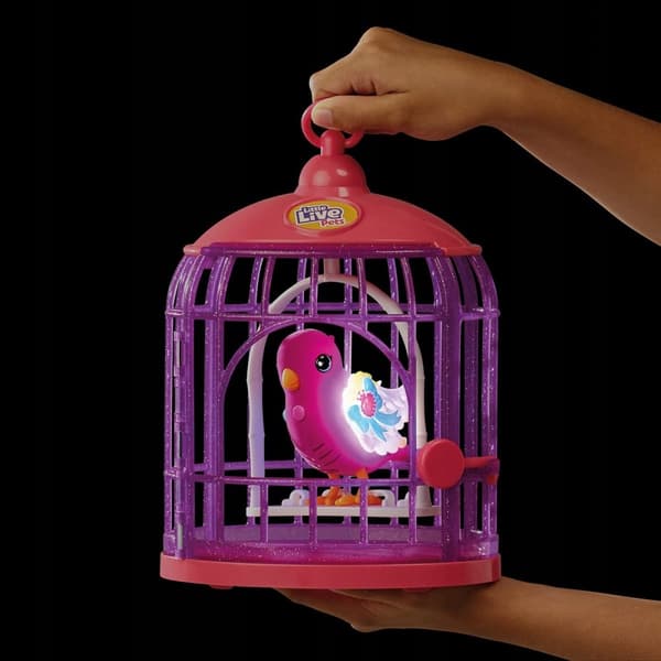Syngende fugl i et bur Cobi Little Live Pets pink Interaktiv papegøje ANDEN EAN NR. COBI 630996264577