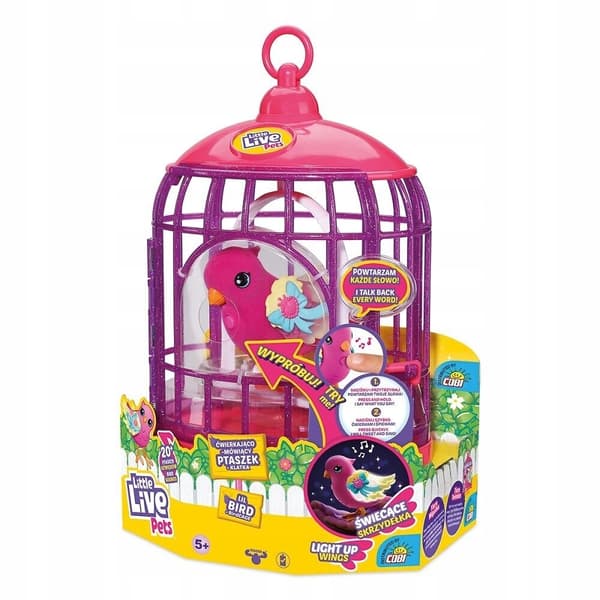Syngende fugl i et bur Cobi Little Live Pets pink Interaktiv papegøje ANDEN EAN NR. COBI 630996264577