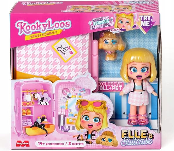 Magicbox KOOKYLOOS S Elles kuffert ELLE kuffertfigur + kæledyr