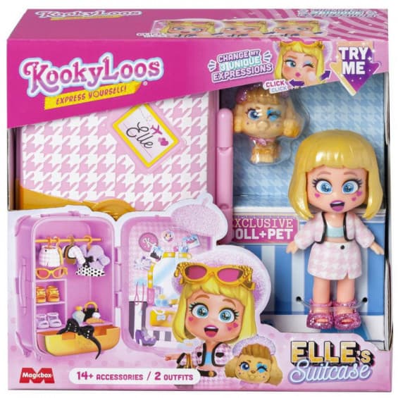 Magicbox KOOKYLOOS S Elles kuffert ELLE kuffertfigur + kæledyr