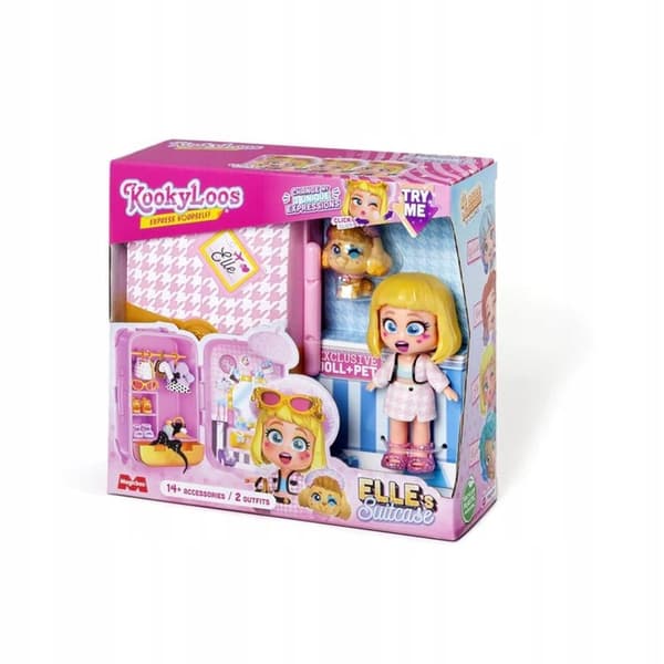 Magicbox KOOKYLOOS S Elles kuffert ELLE kuffertfigur + kæledyr