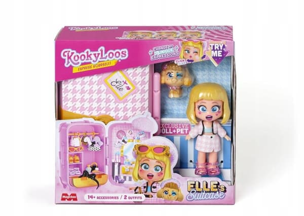 Magicbox KOOKYLOOS S Elles kuffert ELLE kuffertfigur + kæledyr