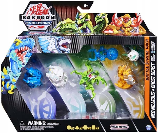 BAKUGAN EVOLUTIONS BATTLE STRIKE PAKKE 6 FIGURER + Neo Nillious Ghost Beast 778988428740