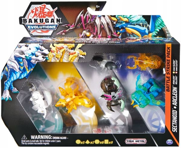 BAKUGAN EVOLUTIONS BATTLE STRIKE PAKKE 6 FIGURER Sectanoid Arcleon Nano-slæde