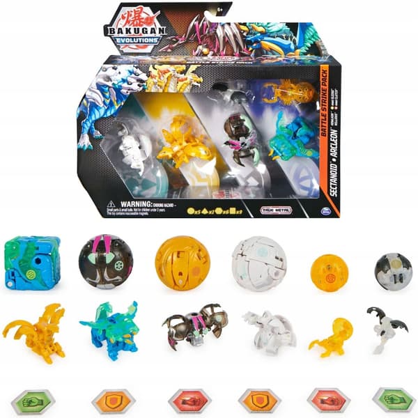 BAKUGAN EVOLUTIONS BATTLE STRIKE PAKKE 6 FIGURER Sectanoid Arcleon Nano-slæde