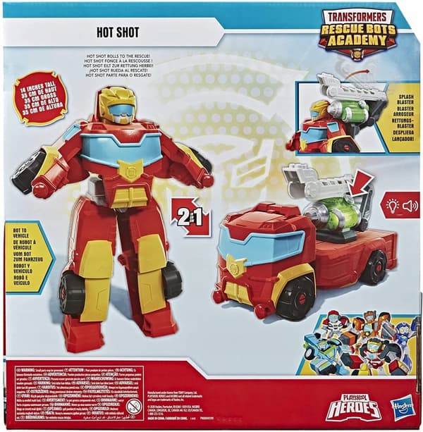 TRANSFORMERS RESCUE BOTS HOT SHOT 35 cm STOR 2-i-1