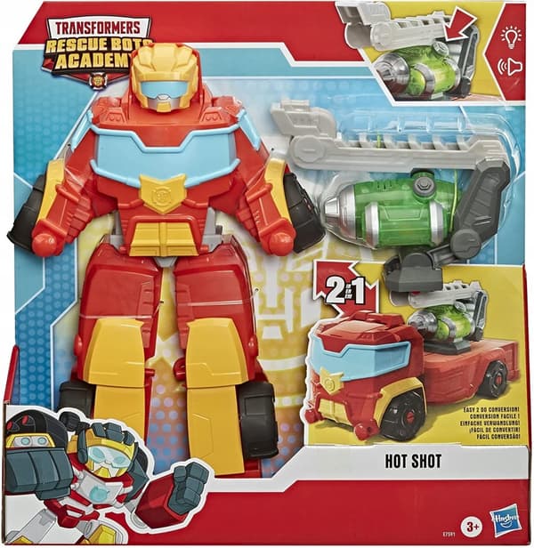 TRANSFORMERS RESCUE BOTS HOT SHOT 35 cm STOR 2-i-1