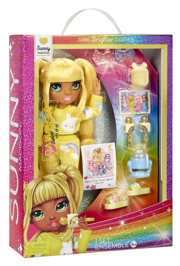 Rainbow High Junior High PJ Party Modedukke - Sunny (Gul)