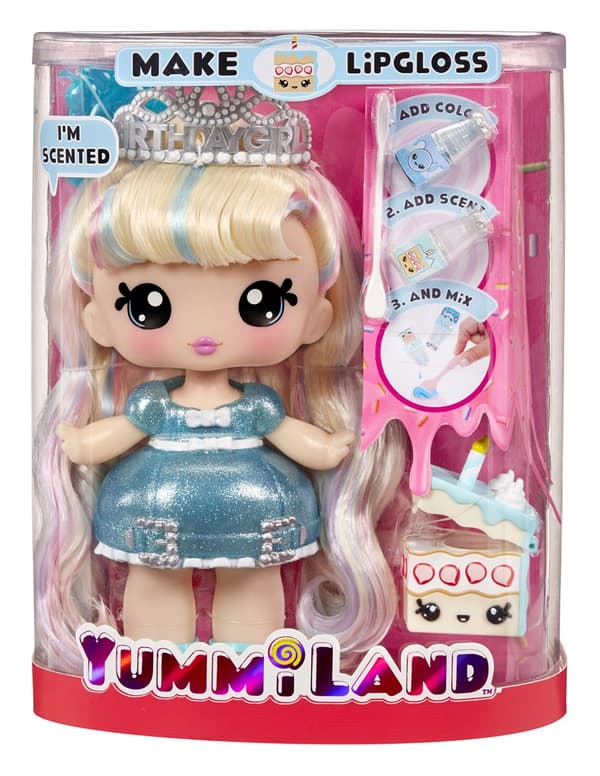 MGA Entertainment Yummiland - iso nukke + huulikiiltolemmikki - Callie-syntymäpäiväkakku