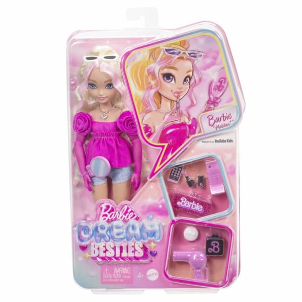 Barbie Dream Besties “Malibu” -muotinukke ja 8 meikki- ja hiusaiheista asustetta