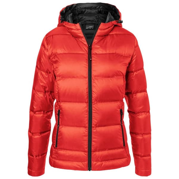 James and Nicholson Dame/Damer dunjakke med hætte Flame Red/Black M