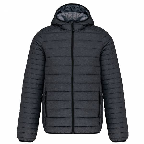 Kariban Mens Hooded Marl Lightweight Padded Jacket Dark Grey 3XL