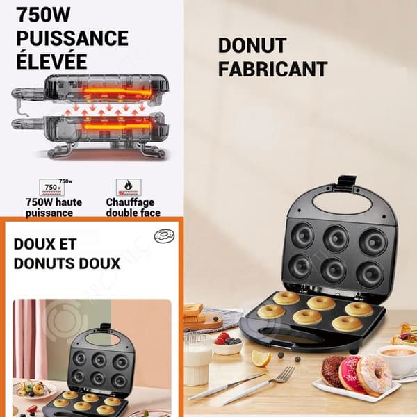 INN Doughnutmaskin gör det möjligt att tillverka 6 tjocka och non-stick doughnuts med jämn värmeledning, liten bakmaskin.
