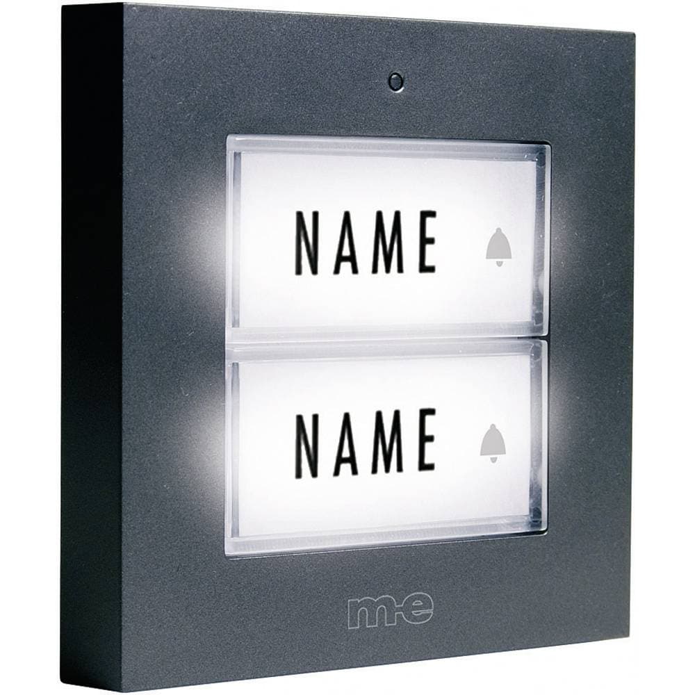m-e modern-electronics KTB-2 A Klockplatta Belyst, med namnskylt 2x Antracit 12 V/1 A