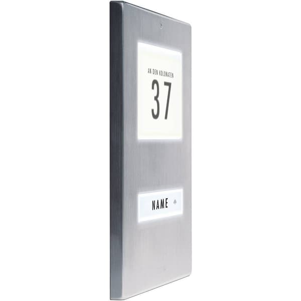 m-e modern-electronics KT 1-EG Klockknapp med adressfält, med namnskylt 1x Rostfritt stål 12 V/1 A