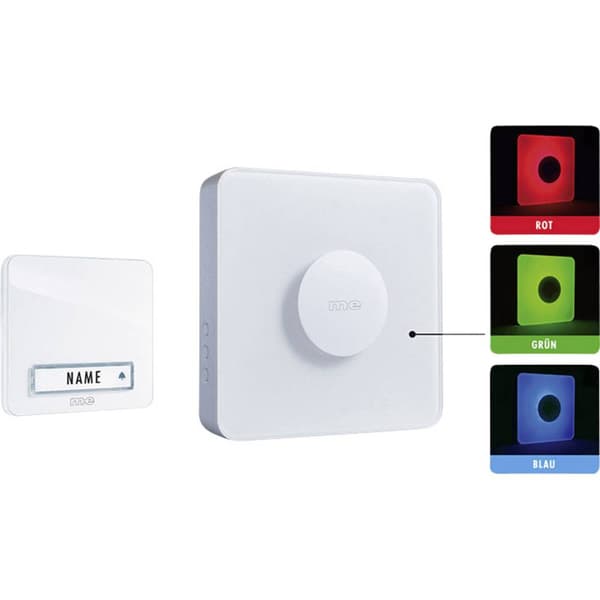 m-e modern-electronics 41144 Trådlös dörrklocka Komplett set Belyst, med namnskylt