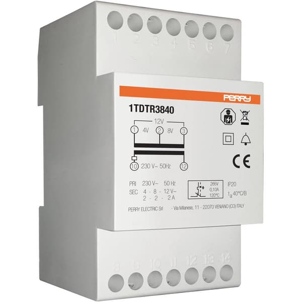 Wallair 1TDTR3840 Klock-transformator 4 V, 8 V, 12 V 2 A