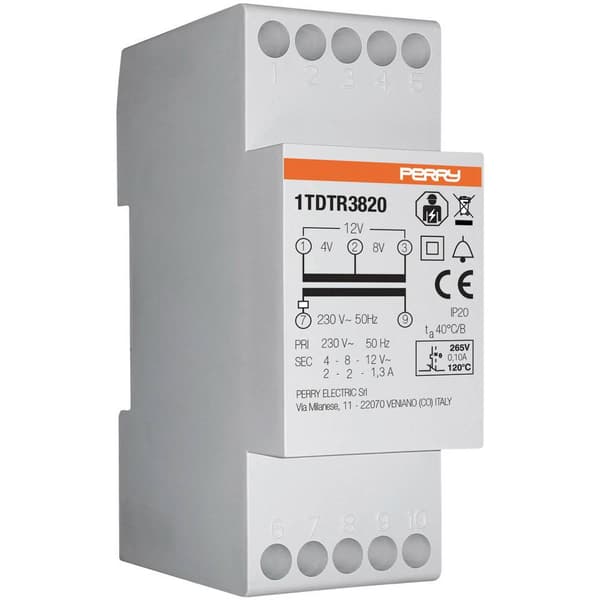 Wallair 1TDTR3820 Klock-transformator 4 V, 8 V, 12 V 2 A