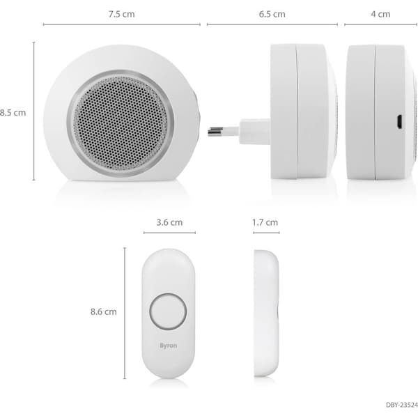 Byron DBY-23524 Trådlös dörrklocka Komplett set med USB-anslutning