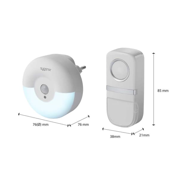 Sygonix SY-4510762 Trådlös dörrklocka Komplett set batterilös, Med blinkande ljus, med rörelsedetektor, med namnskylt,
