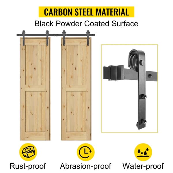 Skydedør til Låve Skydedør Hardware Kit - Kraftig Kulstofstål, 150 kg Lastkapacitet, Anti-hop og Gulvguide Inkluderet