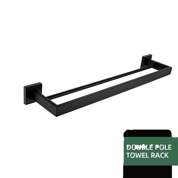 Badeværelses tilbehørssæt, mat sort finish, væghylde og håndklædestang inkluderet., Badekåbeholder 40 Bathrobe rack 40