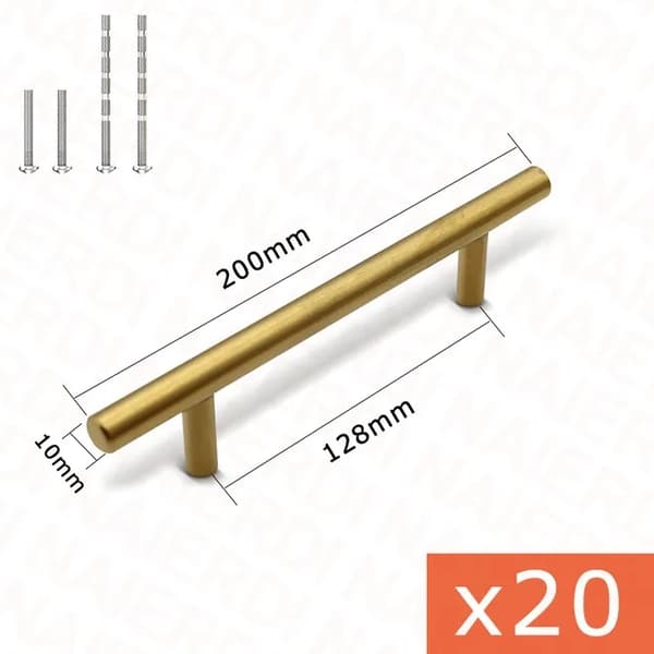 Møbelgreb, rustfrit stål materiale, børstet guld finish, 20PCS Sort 160mm