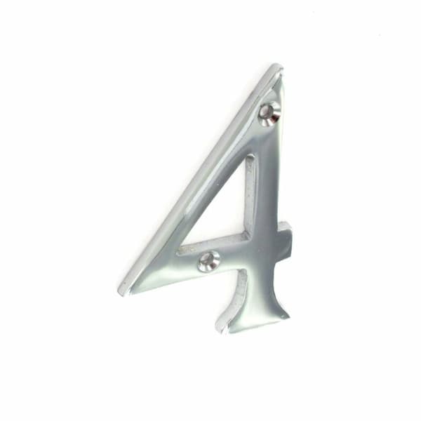 Securit 4 Chrome Door Number Chrome 75mm