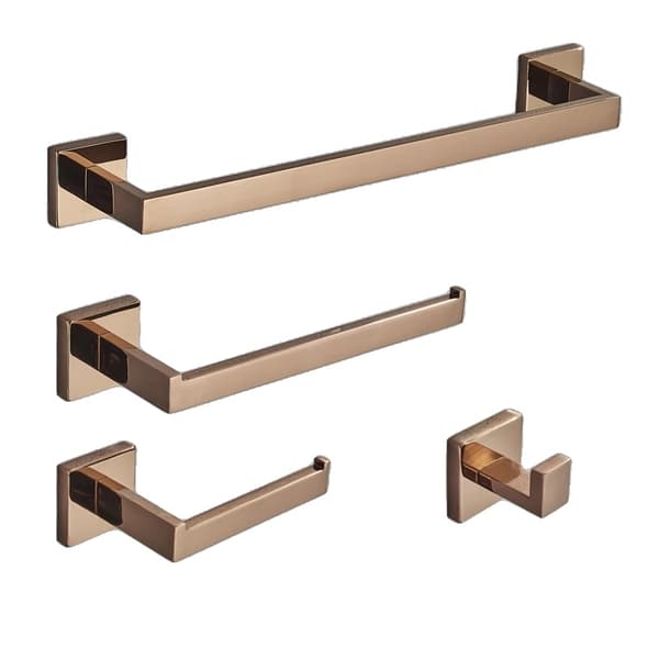 Badeværelsesudstyr, Holdbart Rustfrit Stål, Elegant Rosaguld Finish,Matte Rosaguld A Polished Rose Gold A