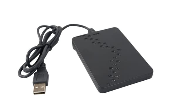 RFID-kortläsare, USB, stationär, dubbel frekvens 125 kHz och 13,56 mHz, kompakt, trådbunden, Plyg&Play HD-RD40C