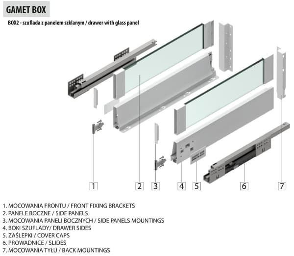 GAMET BOX2 laatikko, lasilevy, korkea, valkoinen, 400 mm