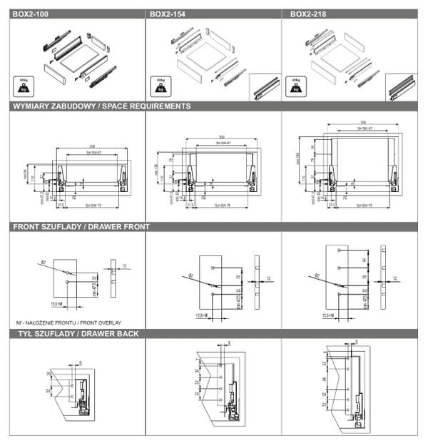 GAMET BOX2 skuffe, lav, hvid, 500 mm