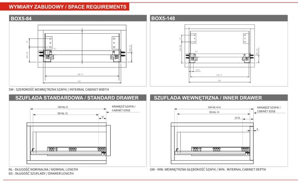 GAMET SIMPLE BOX 6 skuffer, mellem, antracit, 450 mm
