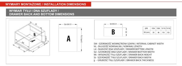 Skuffeside SPR2-86, hvid, 450 mm