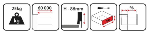 Skuffeside SPR2-86, hvid, 450 mm