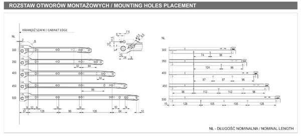 Skuffeside SPR2-118, hvid, 300 mm