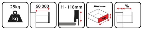 Skuffeside SPR2-118, hvid, 300 mm