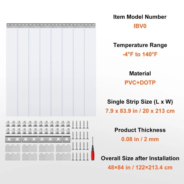 Stripgardin, Holdbart PVC-materiale, Alsidig til alle vejrforhold,8 STK
