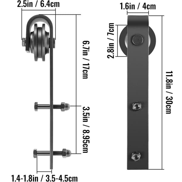 548cm 150kg lastkapacitet klassisk ladugårdsdörr skjutspårsats, kolstålmaterial, smidig och tyst glidning, enkel och snabb montering