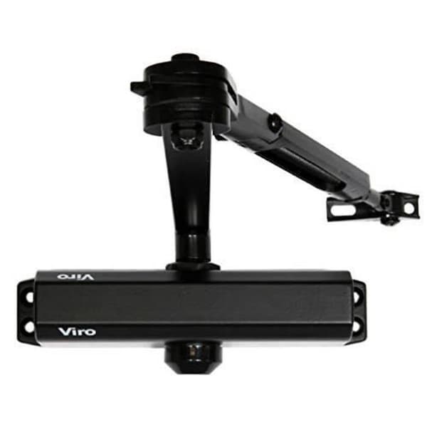 Viro 128.13.2.211 Fjädrande dörrstängare, arm med justerbart stopp, multiforza, svart