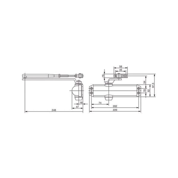 VACHETTE dörrstängare modell DC120 Vit - Med stativ - Aluminium