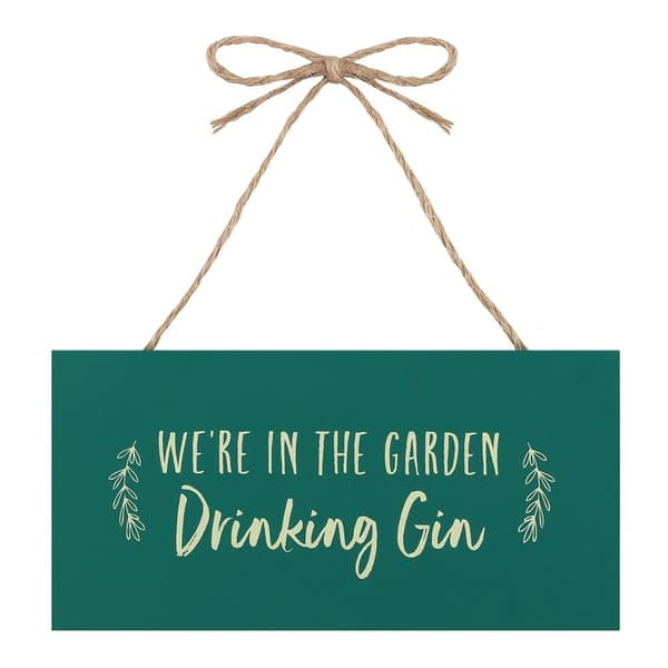 Something Different In The Garden Drinking Gin Plaque Forest Green/White One Size