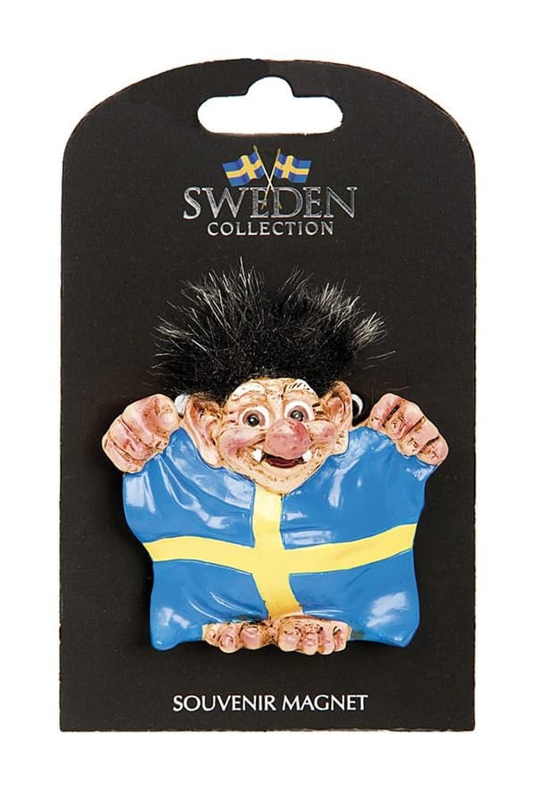Magnet Souvenir Troll med flagga